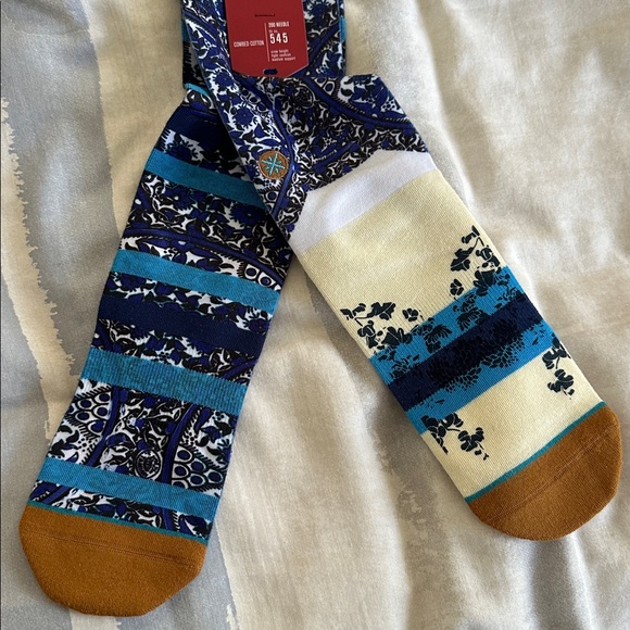 Stance Mens Crew Socks D Wade Collection Combed Cotton Blue Large 9-12 Collide - Picture 5 of 5